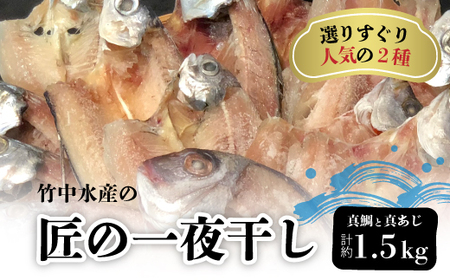 竹中水産の「匠の一夜干し」選りすぐり人気の2種!(真鯛と真あじ)計約1.5キロ[D22-233][配送不可地域:離島]