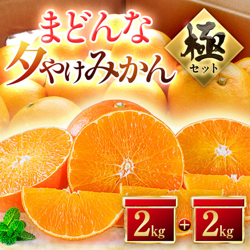 【夕やけブランド】ぷるぷる食感【まどんな】+【夕やけみかん】各2kgセット【E49-23】【1416636】 YWTZ015