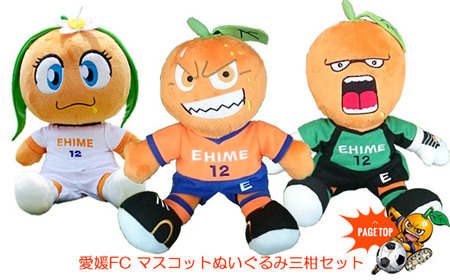 愛媛FC マスコットぬいぐるみ三柑セット(オ〜レくん・たま媛ちゃん・伊予柑太) サッカー カワイイ