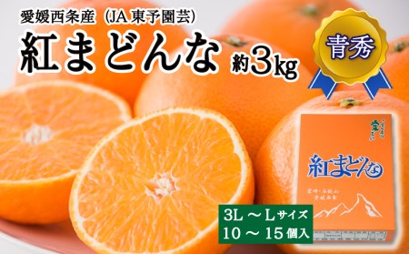 [先行予約] 紅まどんな (JA東予園芸) 青秀 10〜15個入 3L〜Lサイズ 約3kg ※2024年11月下旬〜12月下旬頃発送 紅まどんな 柑橘 愛媛県オリジナル品種