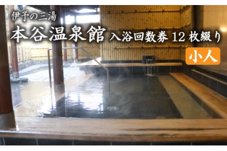 伊予の三湯「本谷温泉館」小人入浴回数券12枚綴り