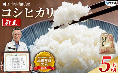 [新米 令和7年産 西予市宇和町産 コシヒカリ 約5kg] お米 コメ こめ 白米 精米 ご飯 穀物 こしひかり 西予米NO.1コンテスト 最優秀賞 受賞 特産品 愛媛県 西予市 宇和町 時谷ファーム 愛媛県 [常温]『2025年11月から順次出荷予定』UTF0001