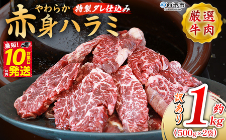 [秘伝の特製タレ仕込み!やわらか赤身ハラミ 約1kg(500g×2)] 訳あり はらみ ハラミ 赤身 大容量 牛肉 お肉 焼肉 BBQ 味付き タレ漬け 甘辛 レシピ 丼 献立 惣菜 おかず 簡単 グルメ 株式会社丸和 愛媛県 西予市[冷凍]『最短10営業日以内に順次出荷』MMW0004