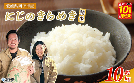 [令和7年産 西予市産 にじのきらめき 精米 約10kg] 選べる 内容量 お米 米 コメ こめ 白米 国産米 単一原料 ご飯 雑穀 10キロ お弁当 おにぎり 特産品 愛媛県産 株式会社宇都宮米穀 愛媛県 西予市[常温]『最短10営業日以内に順次出荷予定』NKU0010