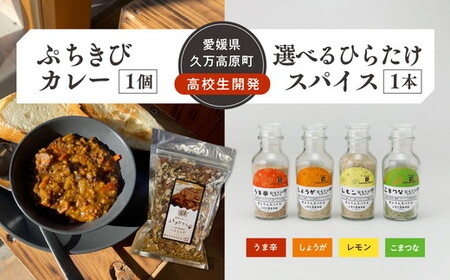 高校生開発商品セット(ぷちきびカレー1個・ひらたけスパイス1本)| 雑穀 ヘルシー 健康 防災 備蓄 アウトドア キャンプ キーマカレー カレーキット とうきび スパイス 香辛料 調味料セット BBQ ひらたけ SGDs 久万
