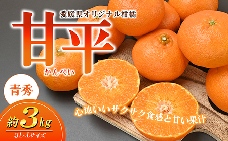 愛媛県産JA正規品 甘平(かんぺい)(青秀)3Kg 3L〜L(2025年1月〜順次発送)[旬 甘い みかん 蜜柑 柑橘 かんきつ 高級 先行予約]