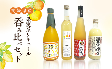 愛媛県産「果実系リキュール」呑み比べセット[4本 お酒 ゆず酒 梅酒 みかん酒 飲み比べ 常温 リキュール 焼酎 本格焼酎 果汁 ゆず 梅 みかん 初雪盃 松山市 四国中央市 砥部町 新居浜市]
