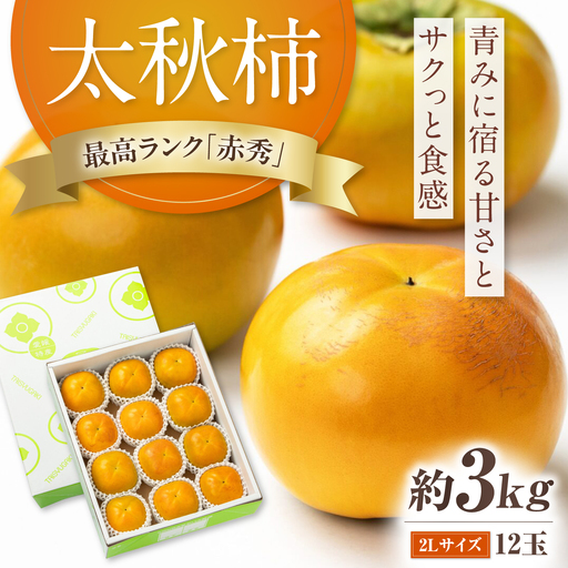 太秋柿 赤秀2Lサイズ約3kg(12玉入り)柿 フルーツ