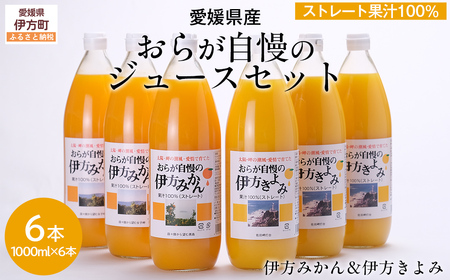 [愛媛県産]おらが自慢のジュースセット(1000ml×6本/みかん3、きよみ3) ストレート果汁100% 無添加・無着色 [ふるさと納税 人気 おすすめ ランキング みかん ミカン 蜜柑 ゼリー 清見タンゴール セット 詰合せ クリエイト伊方 愛媛県 伊方町 送料無料]