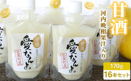 愛南ゴールド入り甘酒(170ml×16本) 20000円 甘酒 あまざけ あま酒 愛南ゴールド 河内晩柑 米 パウチ 170ml 持ち運び 片手 手軽 夏バテ 冷え 冷え性 栄養 栄養補給 発酵食品 健康 アミノ酸 ビタミン 美容 美容効果 おいしい 爽やか スッキリ すっきり プレゼント 贈答 贈答用 ダイエット 美肌 美髪 便秘 疲労 愛なんよ 無添加 愛南町青果市場