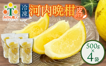 冷凍皮付き河内晩柑 500g×4袋 小分け 愛南ゴールド 河内晩柑 和製グレープフルーツ おやつ 柑橘 かんきつ 河内晩柑 冷凍柑橘 冷凍みかん 夏 アイス サワー カクテル スムージー シャーベット みかん職人武田屋 愛媛県 愛南町 