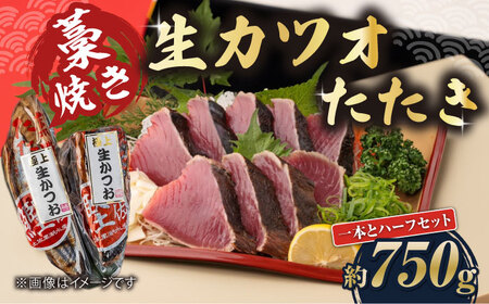藁焼き 生カツオたたき一本とハーフセット (冷蔵) 約750g 4.5人?6人前 【土佐黒潮水産】 [ATCQ004]