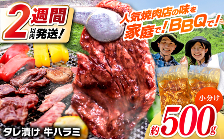 タレ漬け 牛ハラミ 約250g×2パック 計約500g [焼肉寛十郎] 小分け 個包装 味付け タレ たれ 高知県 お肉 牛肉 贅沢 焼き肉 BBQ バーベキュー 訳あり わけあり ワケアリ はらみ[ATDO013]