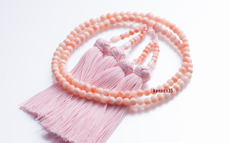 KN034[宝石サンゴ]ピンク珊瑚本連数珠