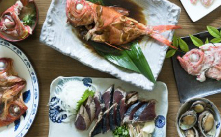 華金目（金目鯛）の煮付けと完全藁焼き鰹のタタキセット