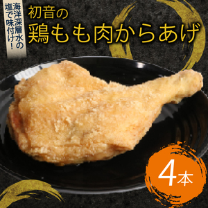 室戸の恵み!海洋深層水の塩で味付け!初音の鶏もも肉からあげ[4本]唐揚げ 鶏モモ肉 簡単調理 骨付き肉 _hn016