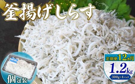 [定期便12回]釜揚げしらす 1.2kg(300g×4パック)|しらす 魚介 しらす 海鮮 しらす 惣菜 しらす 高評価 しらす 人気 しらす おすすめ