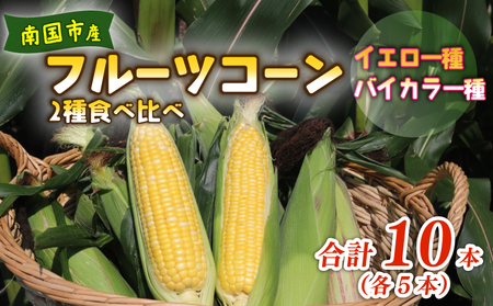[先行予約]とうもろこし 2種食べ比べ 合計10本 (イエロー バイカラー) とうもろこし フルーツコーン