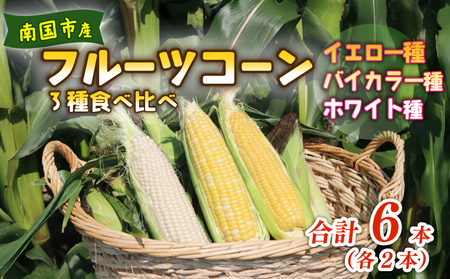 [先行予約]とうもろこし 3種食べ比べ 6本 (イエロー バイカラー ホワイト) とうもろこし フルーツコーン