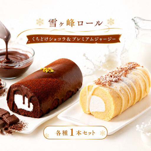 雪ヶ峰ロール くちどけショコラ&プレミアムジャージー 各種1本セット ケーキ