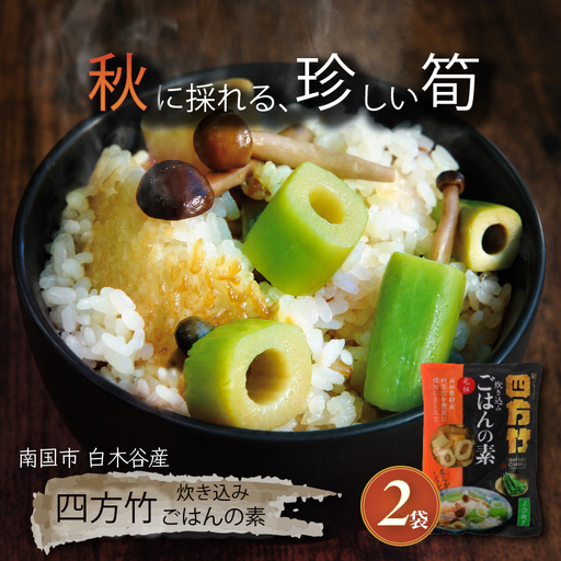 [期間限定] 国産 四方竹 炊き込みごはんの素 2合炊き×2袋 (2026年11月〜発送) | シホウチク 筍 たけのこ 特産 珍味 希少 高知 南国市