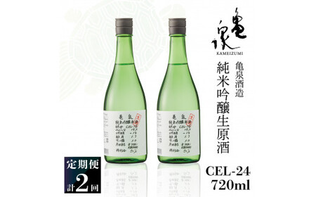 純米吟醸生原酒 CEL-24 720ml 生酒 毎月1本×2回 定期便 お酒 酒 さけ 日本酒 アルコール 生原酒 14度 14% 甘口 フルーティ 食中酒 地酒 亀泉酒造 おいしい 飲みやすい