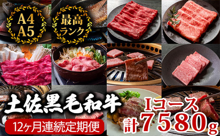 [12回定期便]土佐黒毛和牛 食べ比べ 7580g (計7.5kg以上) ロース定期便ロース定期便ロース定期便