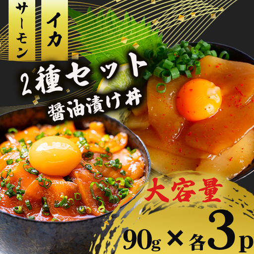 2種 醤油 漬け丼 90g×各3パック サーモン イカ
