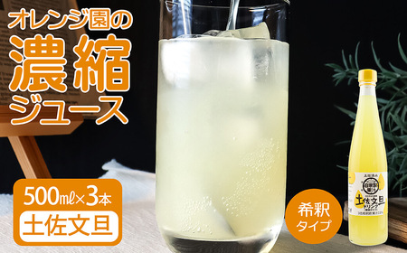 オレンジ園の濃縮ジュース 土佐文旦 500ml 3本 希釈用 みかんジュース チューハイ用 ドリンク ジュース 柑橘類 蜜柑 みかん[R01119]