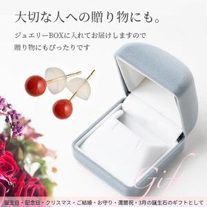 赤珊瑚のピアス4.5mm(ケース付）サンゴ プレゼント アクセサリー お守り 3月誕生石 化石 宝石【R00535】