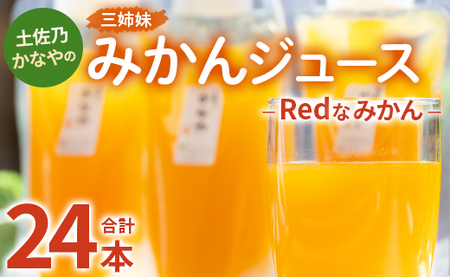 土佐乃かなやのみかんジュース Redなみかん 合計24本 - 柑橘 ミカン 果物 フルーツ 濃厚 果汁 100% ストレート be-0035