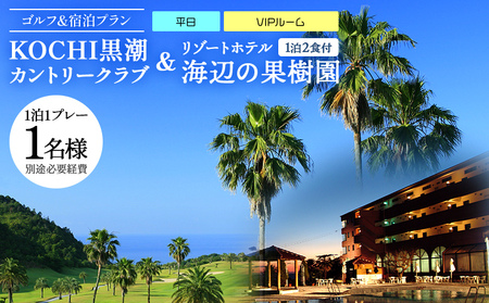 [ゴルフ&宿泊プラン]KOCHI黒潮カントリークラブ(平日)&リゾートホテル海辺の果樹園 1泊2食付(VIPルーム) hj-0009