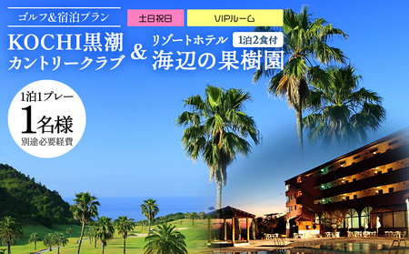 [ゴルフ&宿泊プラン]KOCHI黒潮カントリークラブ(土日祝日)& リゾートホテル海辺の果樹園 1泊2食付(VIPルーム) hj-0010