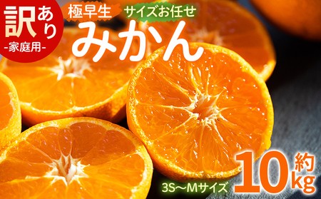訳あり(家庭用) サイズお任せ 極早生みかん 10kg 3S〜Mサイズ be-0101
