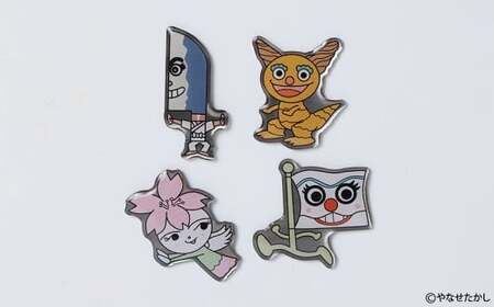 香美市イメージキャラクターピンバッジ(土佐山田町4種セット) ピンバッジ バッジ やなせたかし やなせたかし先生デザイン 香美市限定 ふるさと納税限定 高知県 香美市