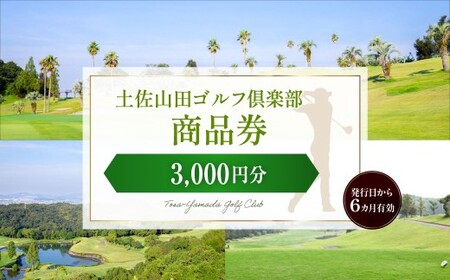 土佐山田ゴルフ倶楽部 商品券3,000円分 ゴルフ チケット ゴルフ場利用券 プレー券 施設利用券 ごるふ golf 運動 スポーツ 商品券 3,000円 3000円