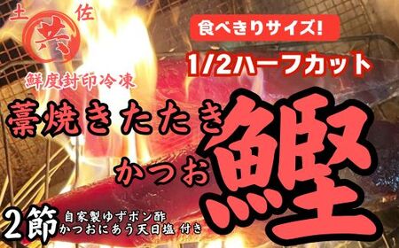 M210-1 高知甲浦港直送! わら焼きかつおのたたきハーフカット 2023高知を贈ろうギフトコンテスト入選[450〜530g] 土佐マルキョウ