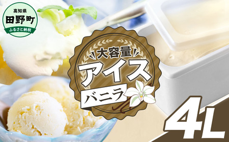 [四国一小さなまちのアイス屋さん]バニラ アイスクリーム 大容量 アイス 4000ml 4L 業務用 4リットル デザート スイーツ お菓子 アイス ミルク 大容量 いっぱい 松崎冷菓 取り寄せ お取り寄せ