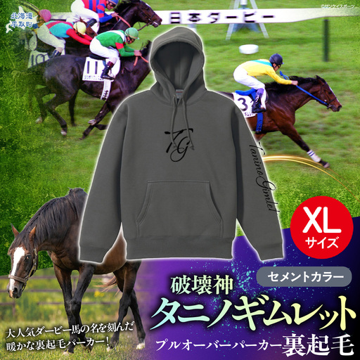 [破壊神タニノギムレット](セメントカラー)プルオーバーパーカー裏起毛 選べる4サイズ[XL] BRTV105-4