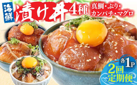 漬け丼セット4種 80g×各1P 2回定期便 海鮮丼 海鮮丼セット 真鯛 ブリ カンパチ マグロ 海鮮 漬け お茶漬け 鯛 ぶり 鰤 勘八 かんぱち まぐろ 小分け パック ご飯 晩御飯 惣菜 刺身 冷凍 配送
