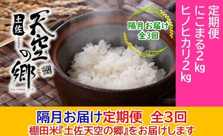 農林水産省の「つなぐ棚田遺産」に選ばれた棚田で育てられた土佐天空の郷 2kg食べくらべセット定期便 隔月お届け 全3回