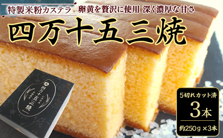 特製米粉かすてら 四万十五三焼 （約250g×3本） カステラ かすてら 米粉カステラ スイーツ 菓子 洋菓子 ギフト スイーツギフト 贈答 Bmu-78