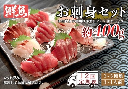 【12回お届け】お家で簡単!お刺身セット　約400g