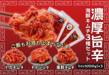 濃厚旨辛 海鮮キムチ イカキムチ タラチャンジャ 3種セット 各100g ご飯のお供 お酒の肴 晩酌