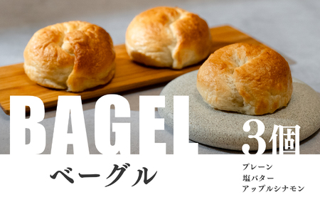 自家製ベーグル プレーン 塩バター アップルシナモン おすすめ3種セット 国産小麦 朝食 手作り