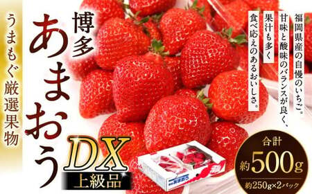 福岡県産特産品 うまもぐ厳選果物 福岡県産 博多あまおう DX上級品 約500g（約250g×2パック入り）【2025年12月発送】あまおう いちご 苺 イチゴ 果物 フルーツ