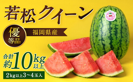福岡県 北九州市 若松産[優等品]若松クイーン 10kg以上(2kg以上3玉入り〜4玉入り)[2026年7月上旬から8月上旬発送予定]すいか スイカ フルーツ 果物 くだもの