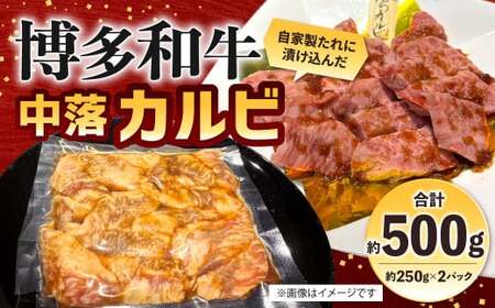 自家製たれ漬けに漬け込んだ 博多和牛 中落カルビ 約500g(約250g×2パック)中落ちカルビ カルビ 牛肉 肉 博多和牛 自家製たれ 冷凍 福岡県産