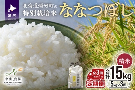[先行受付開始!]浦河の特別栽培米「ななつぼし」精米(5kg×1袋)定期便(全3回)[37-1489]