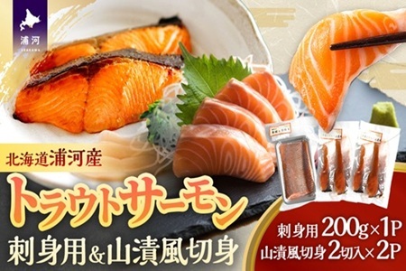 北海道浦河町産 トラウトサーモン(刺身用・山漬風切身)セット[08-1547]
